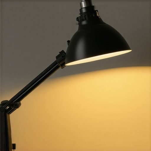 Close-up of a high-CRI LED desk lamp highlighting adjustable features and vivid color rendering