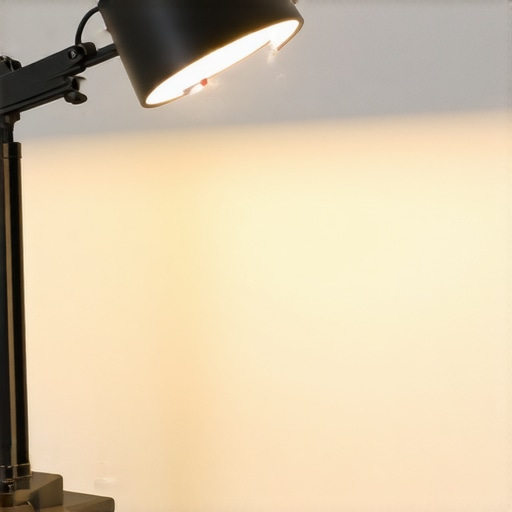 Modern LED Desk Lamp with Adjustable Settings Stylish LED desk lamp with adjustable brightness and color temperature in an elegant workspace