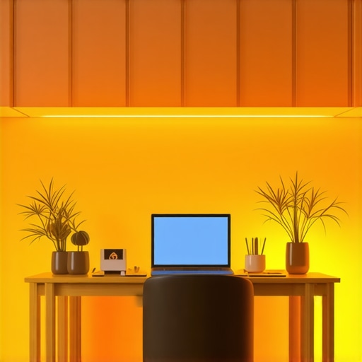 Advanced multi-zone smart LED lighting in a sleek home office environment