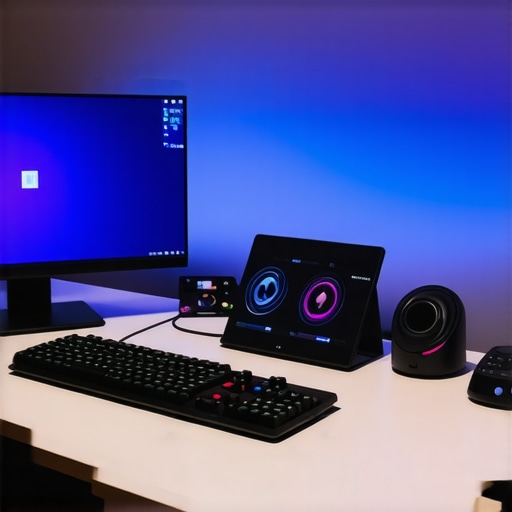 A well-organized home office with advanced LED lighting and diagnostic equipment