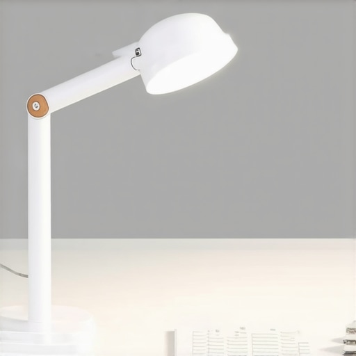Modern adjustable LED desk lamp illuminating a tidy workspace with no glare.