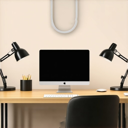 A photo demonstrating the ideal setup of a ring light positioned above and angled downward for AR avatar streaming.