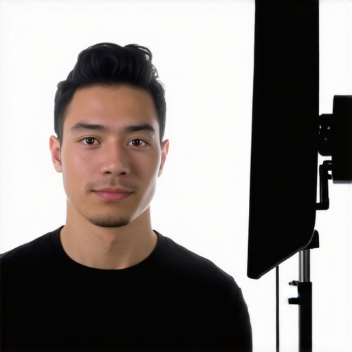 A well-lit workspace showing a ring light centered in front of a content creator, demonstrating ideal positioning.