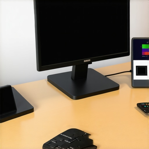 Lighting calibration tools like spectrophotometer and colorimeter on a modern desk.