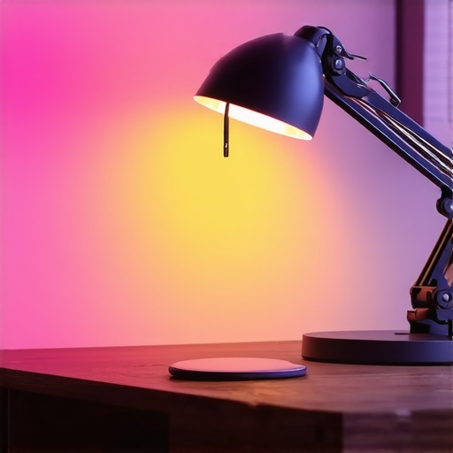 Workspace illuminated by adjustable LED and bias lighting highlighting color accuracy and contrast