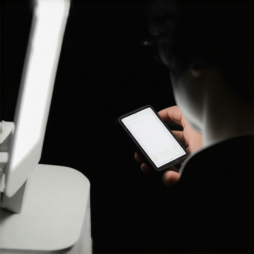 Person measuring LED lamp brightness with a light meter