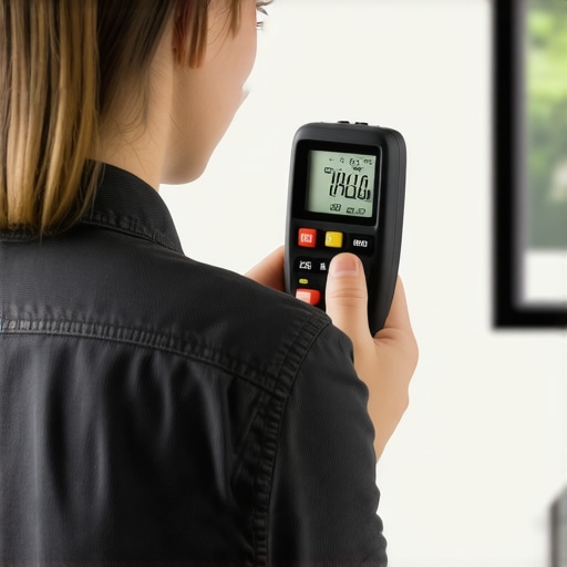 Ensuring Long-Term Performance of Your Workspace Lighting Person using lux meter for workspace lighting measurement.