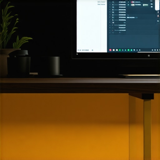 Person adjusting smart workspace lighting with calibration tools and automation controls.